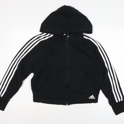 adidas Womens Black Cotton Full Zip Hoodie Size M