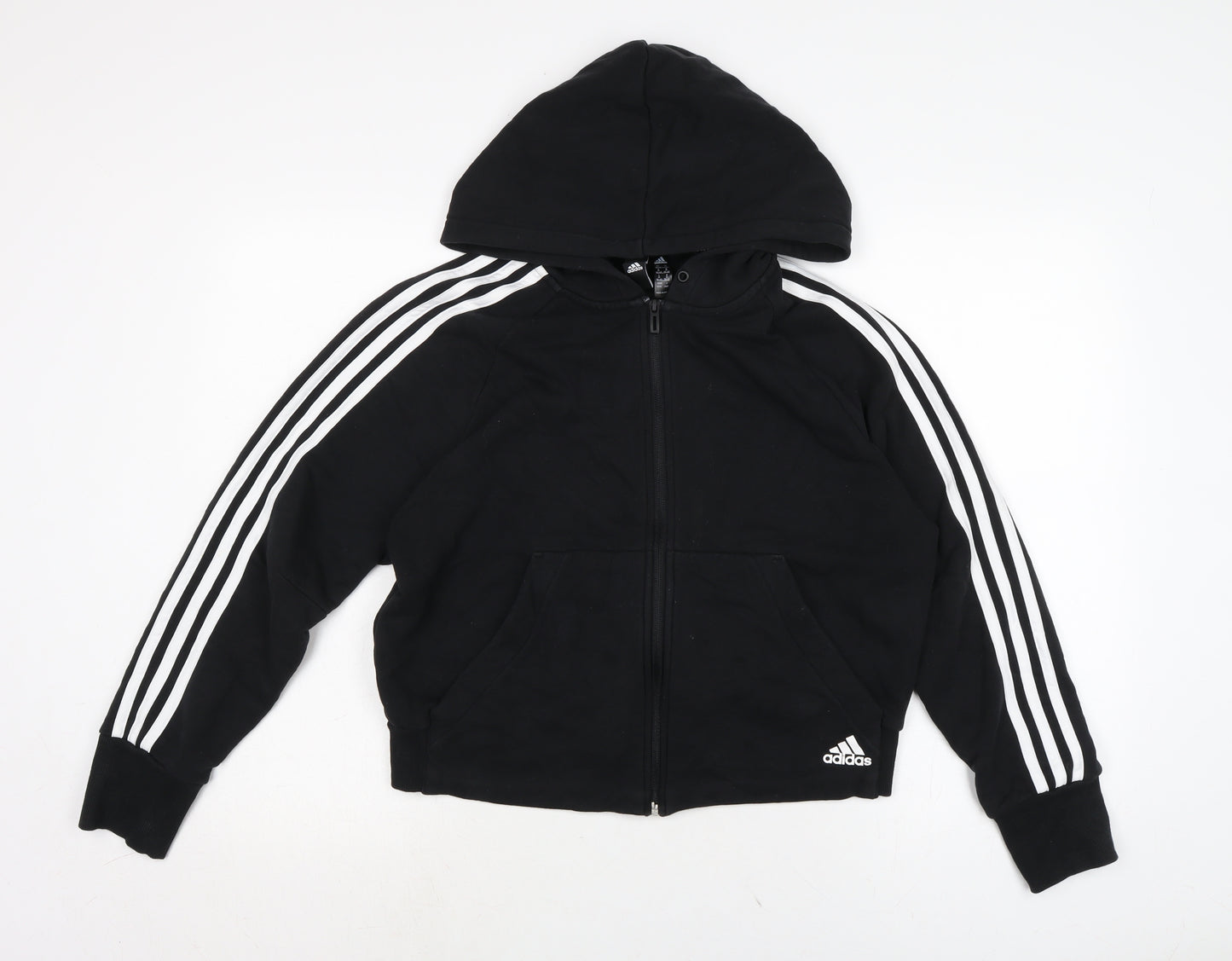 adidas Womens Black Cotton Full Zip Hoodie Size M