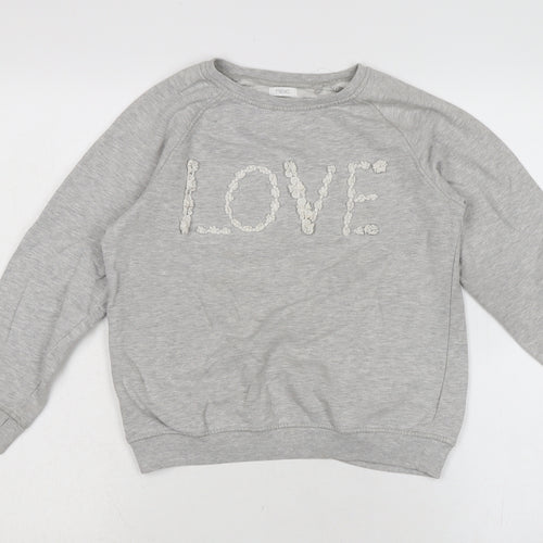 NEXT Girls Grey Cotton Pullover Sweatshirt Size 11-12 Years