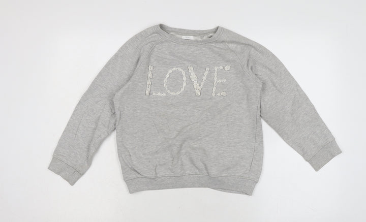 NEXT Girls Grey Cotton Pullover Sweatshirt Size 11-12 Years
