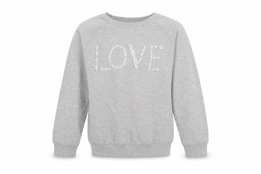 Front view of Next girls’ grey cotton pullover sweatshirt, size 11-12, years