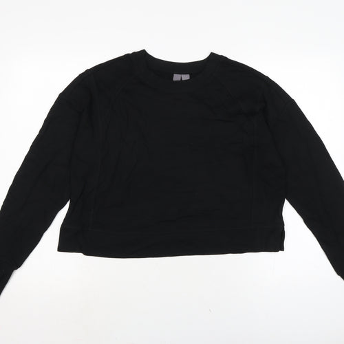 Sweaty Betty Womens Black Crew Neck Cotton Pullover Jumper Size S