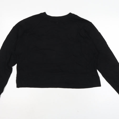 Sweaty Betty Womens Black Crew Neck Cotton Pullover Jumper Size S