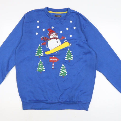 Cargo Quay Womens Blue Cotton Pullover Sweatshirt Size L