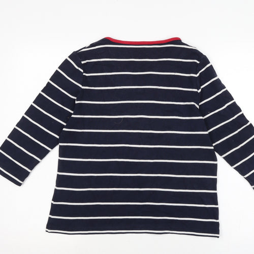 DASH Womens Blue Cotton Basic T-Shirt Size 14 Crew Neck