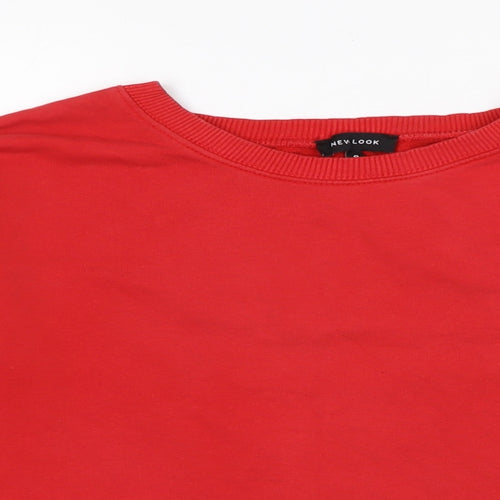 New Look Womens Red Cotton Pullover Sweatshirt Size 8