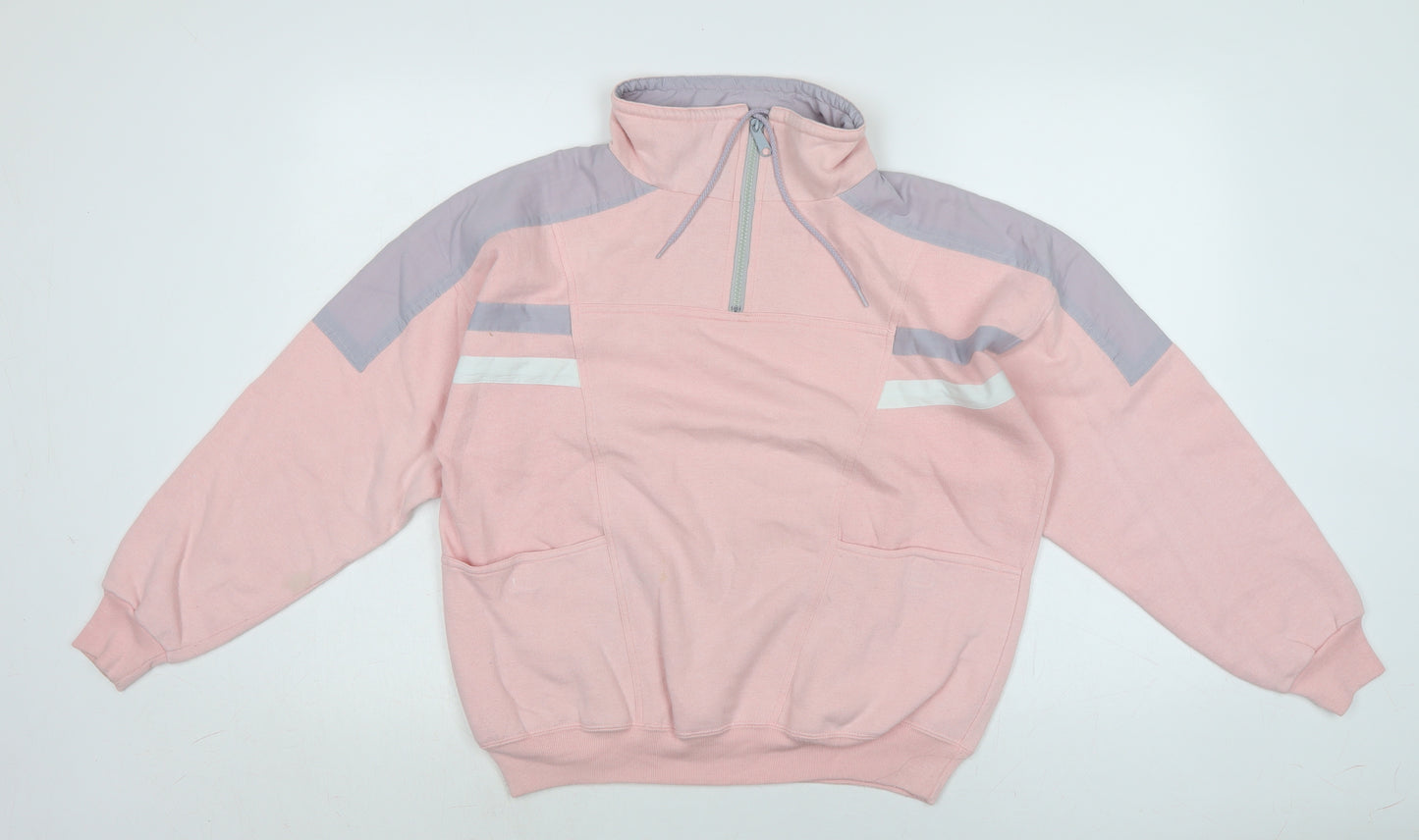 Picket and post Womens Pink Cotton Pullover Sweatshirt Size M