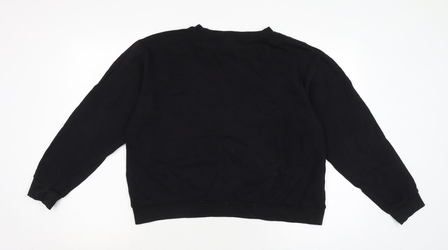 ASOS Womens Black Cotton Pullover Sweatshirt Size 14