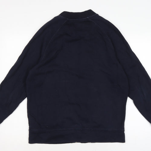 Jasper Conran Mens Blue Crew Neck Cotton Full Zip Jumper Size M Long Sleeve