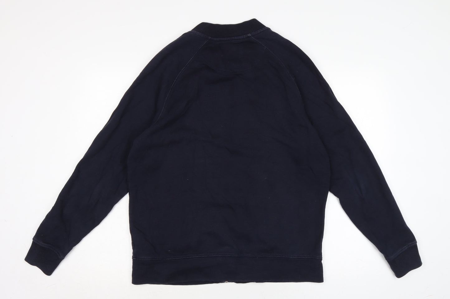 Jasper Conran Mens Blue Crew Neck Cotton Full Zip Jumper Size M Long Sleeve