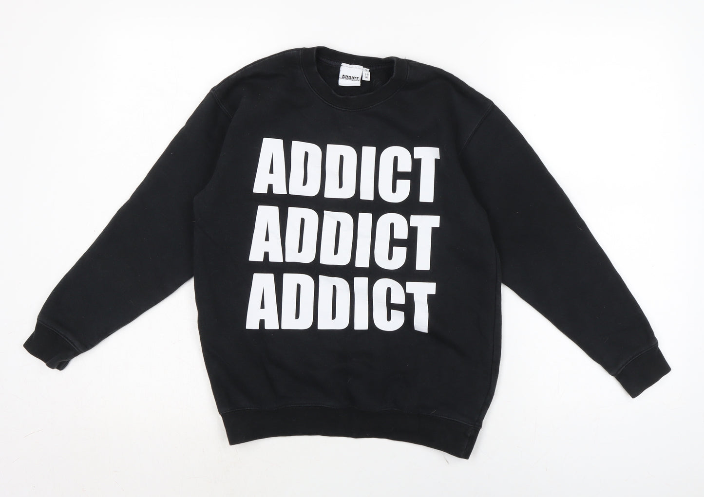Addict Boys Black Cotton Pullover Sweatshirt Size 9 Years