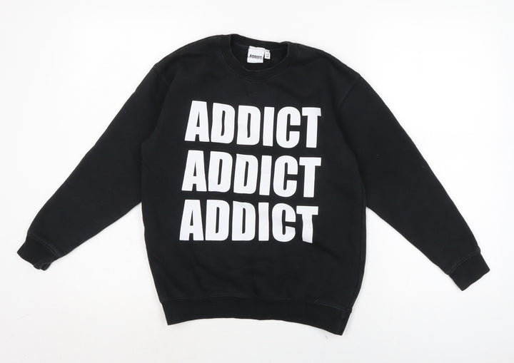 Addict Boys Black Cotton Pullover Sweatshirt Size 9 Years