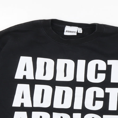 Addict Boys Black Cotton Pullover Sweatshirt Size 9 Years