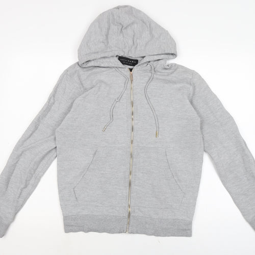 Zara Womens Grey Cotton Full Zip Hoodie Size S