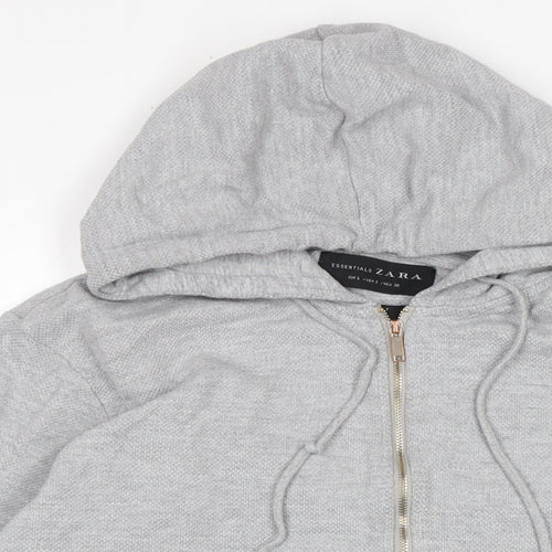 Zara Womens Grey Cotton Full Zip Hoodie Size S