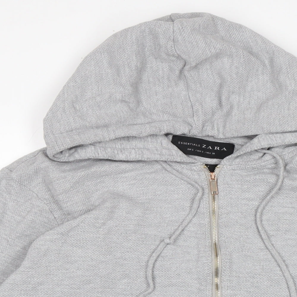 Zara Womens Grey Cotton Full Zip Hoodie Size S