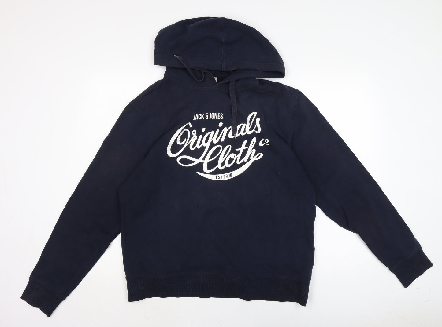 JACK & JONES Mens Blue Cotton Pullover Hoodie Size XL