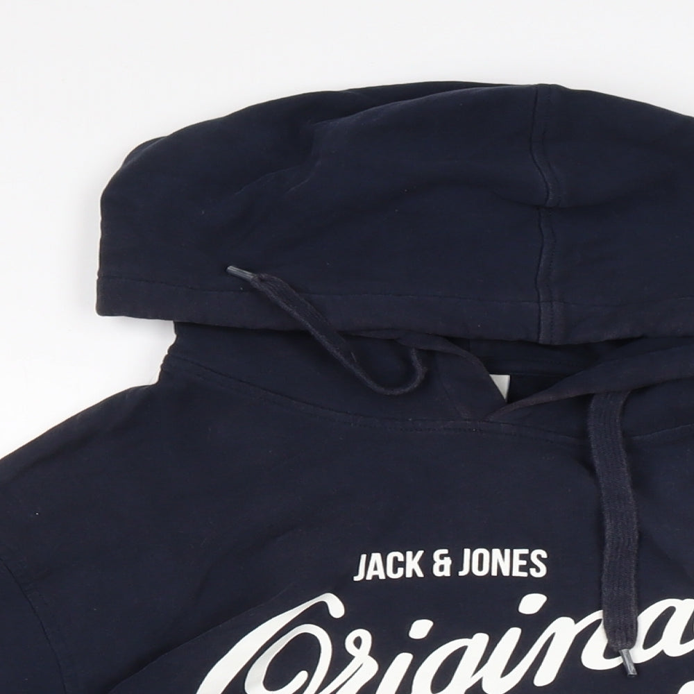 JACK & JONES Mens Blue Cotton Pullover Hoodie Size XL
