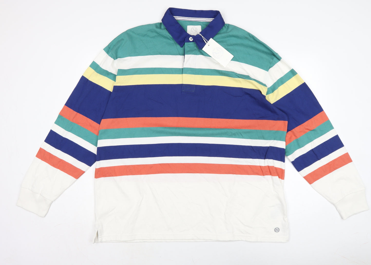 VSI Mens Multicoloured Striped Cotton Polo Size XL Collared
