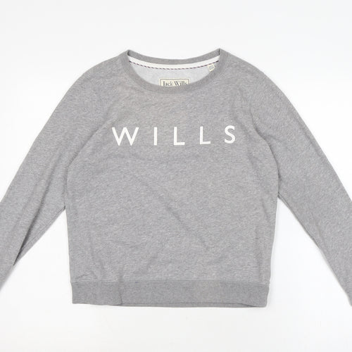 Jack Wills Womens Grey Cotton Pullover Sweatshirt Size 8