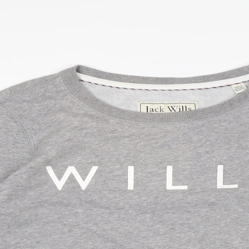 Jack Wills Womens Grey Cotton Pullover Sweatshirt Size 8