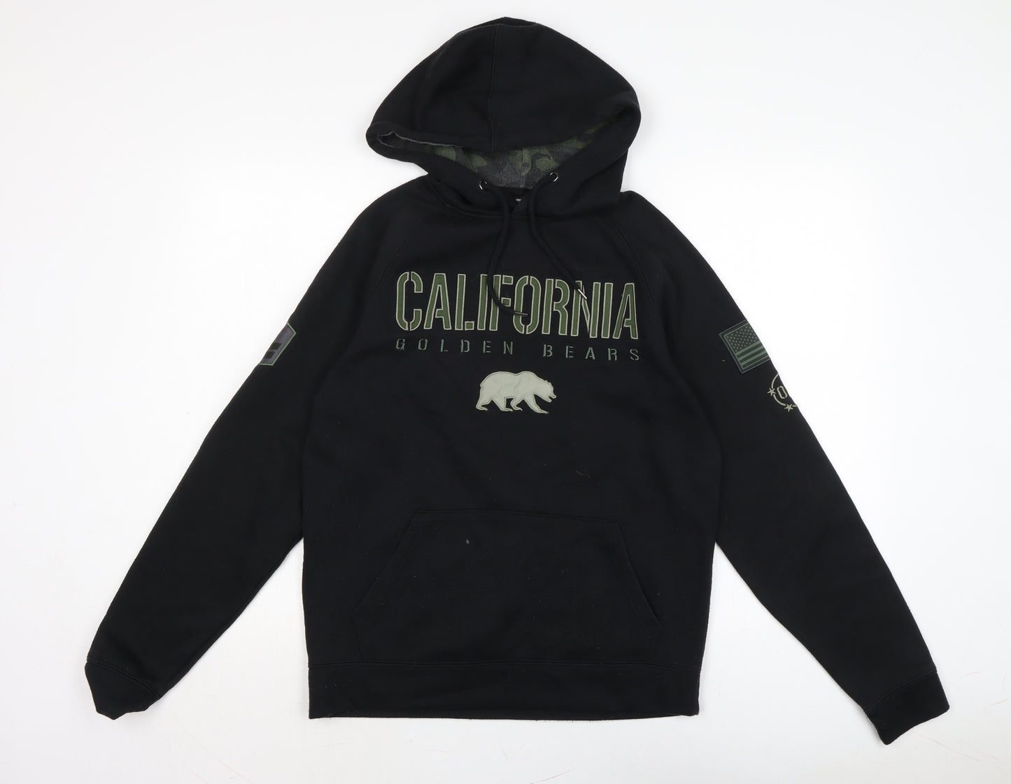 collosseum Mens Black Geometric Cotton Pullover Hoodie Size M