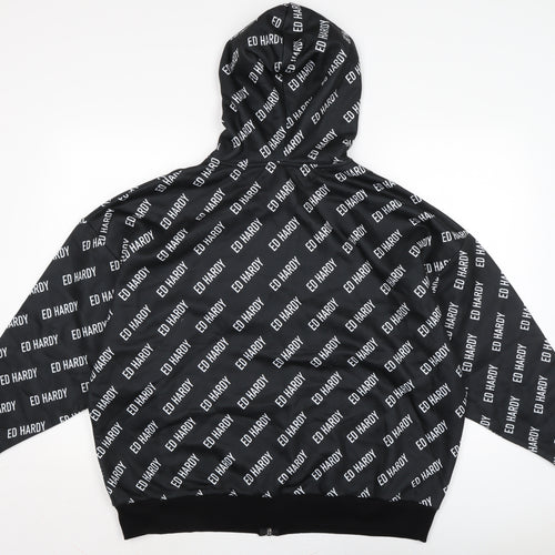 Ed Hardy Mens Black Polyester Full Zip Hoodie Size M - Check measurements.