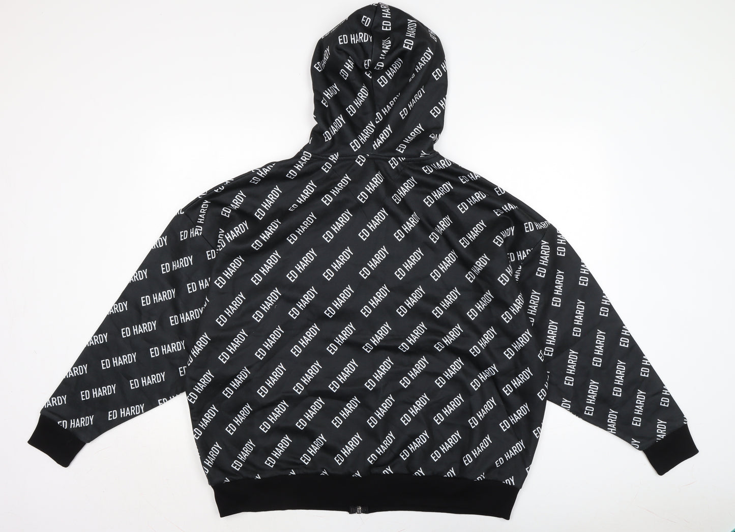 Ed Hardy Mens Black Polyester Full Zip Hoodie Size M - Check measurements.