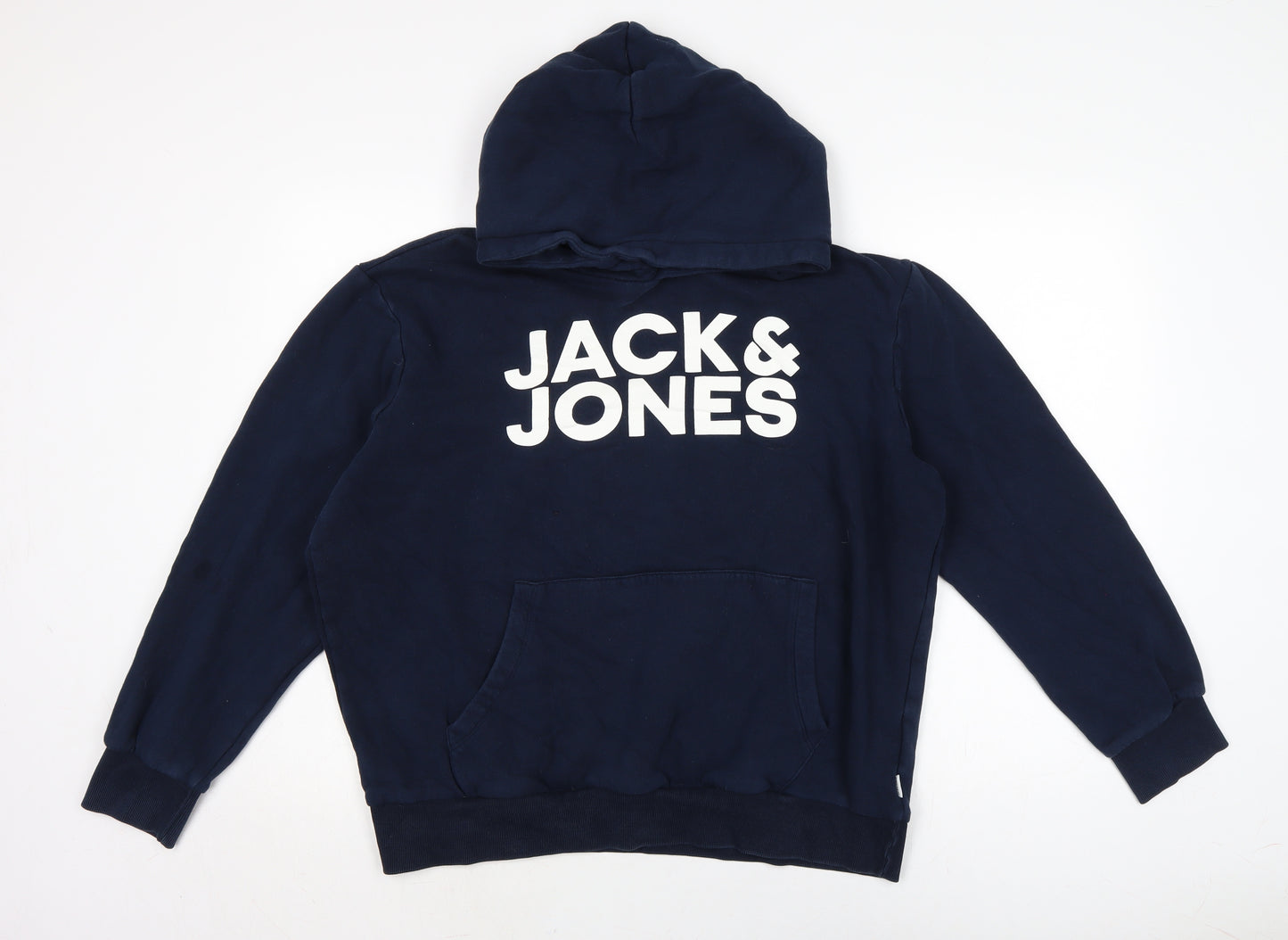 JACK & JONES Mens Blue Cotton Pullover Hoodie Size S