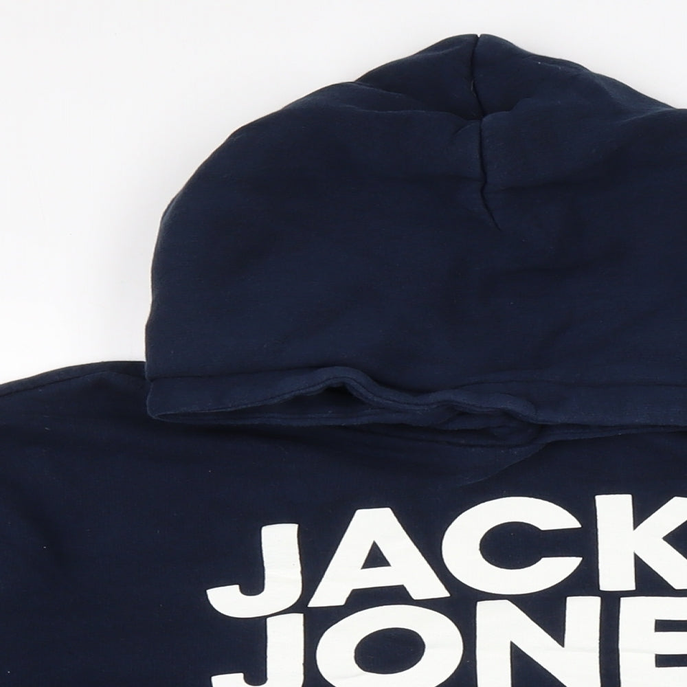 JACK & JONES Mens Blue Cotton Pullover Hoodie Size S