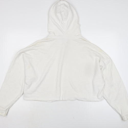 adidas Womens White Cotton Pullover Hoodie Size 14