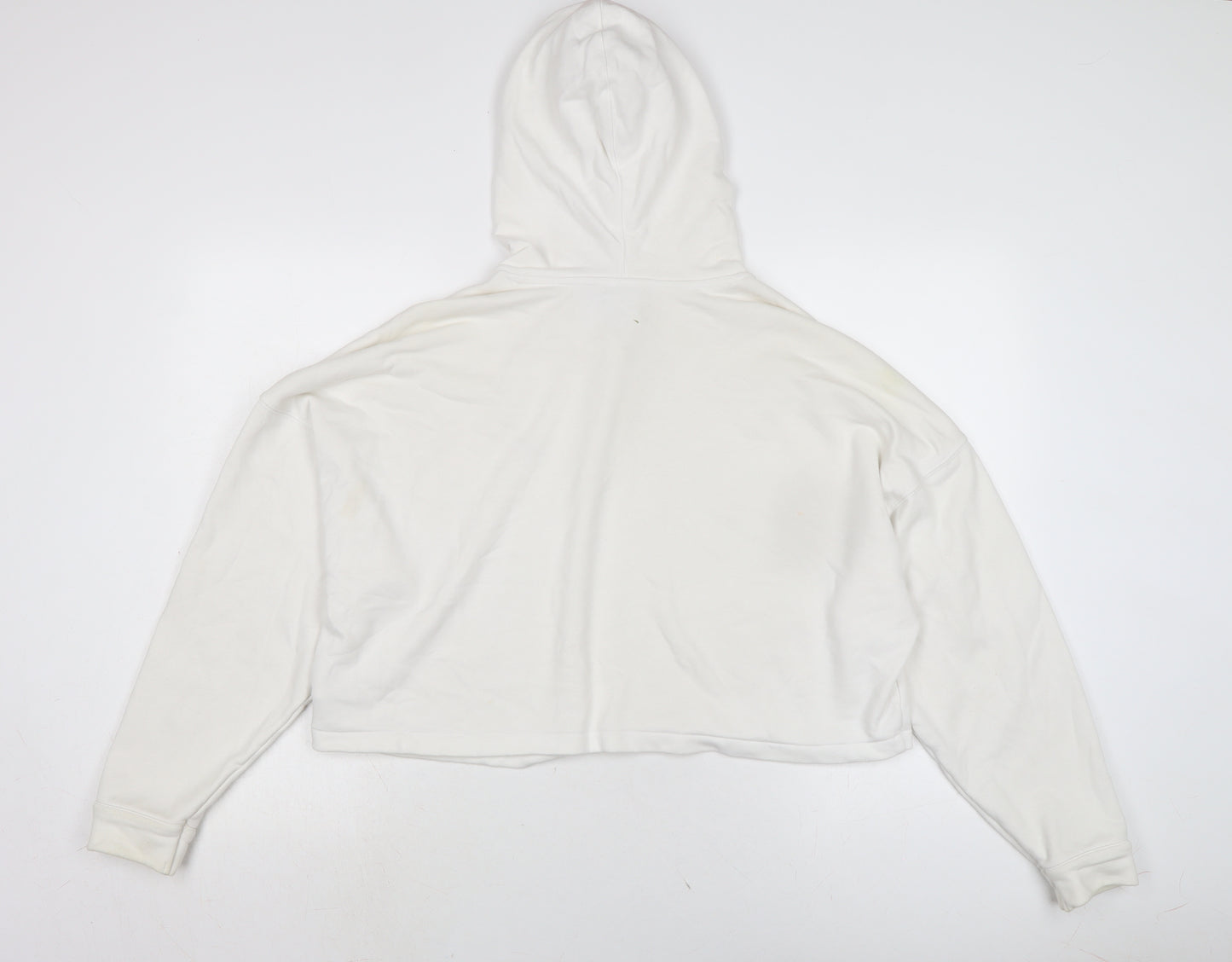 adidas Womens White Cotton Pullover Hoodie Size 14