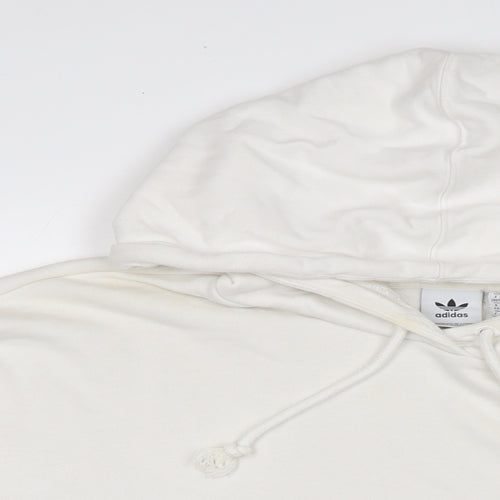 adidas Womens White Cotton Pullover Hoodie Size 14