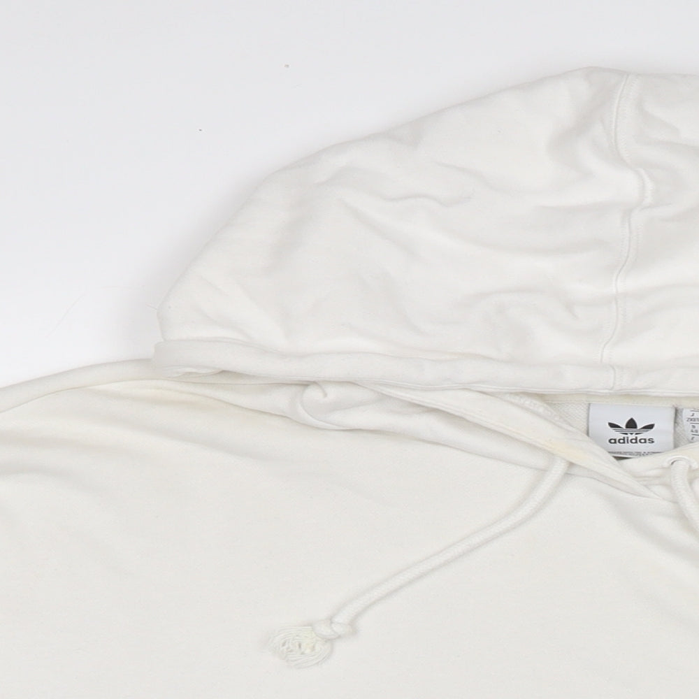 adidas Womens White Cotton Pullover Hoodie Size 14