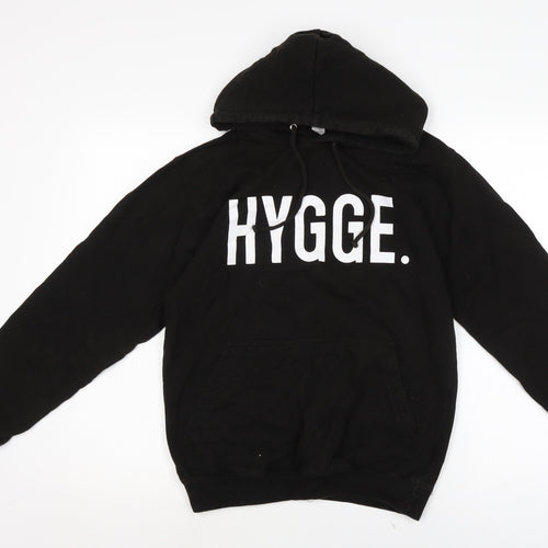 Just Hoods Mens Black Cotton Pullover Hoodie Size M