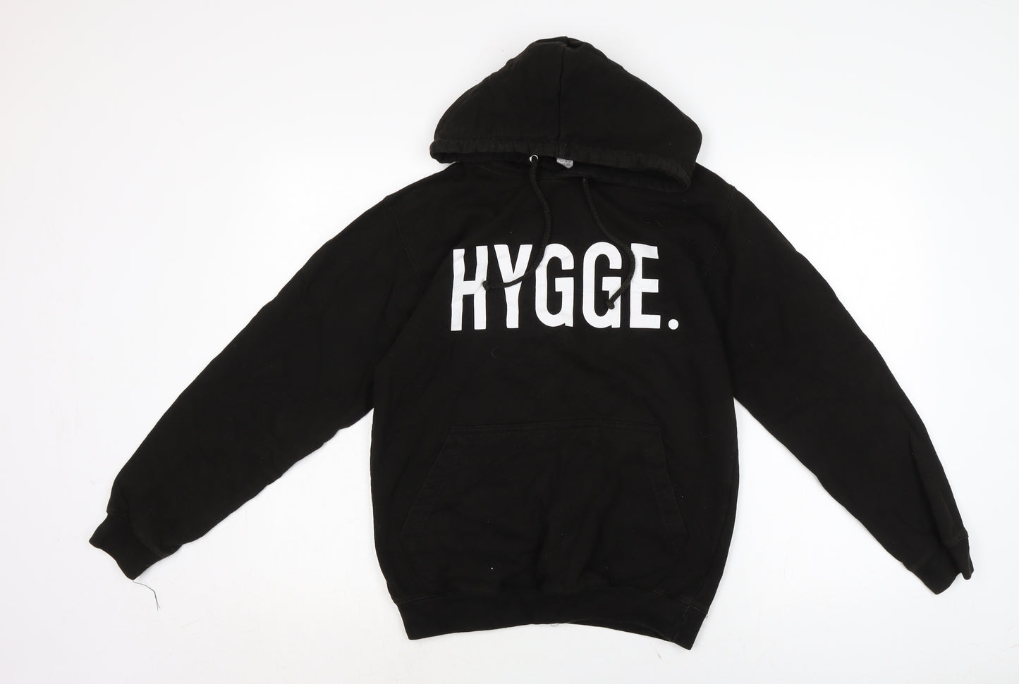 Just Hoods Mens Black Cotton Pullover Hoodie Size M