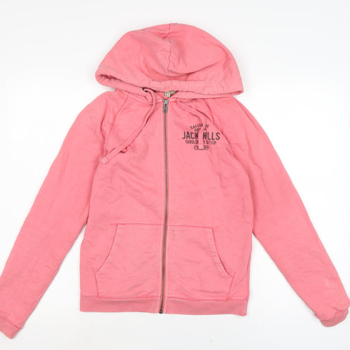 Jack Wills Womens Pink Cotton Full Zip Hoodie Size 6