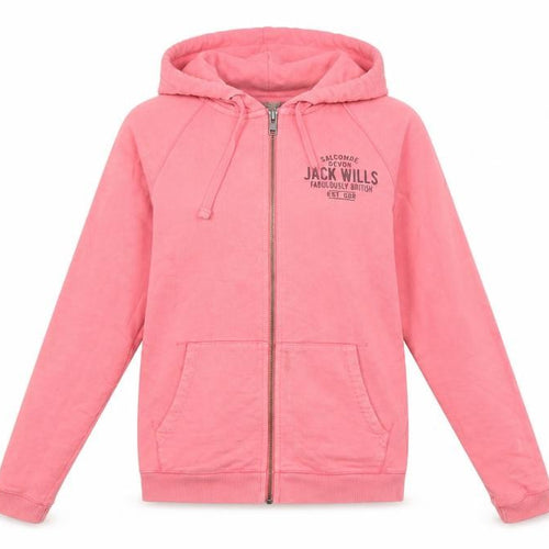 Jack Wills Womens Pink Cotton Full Zip Hoodie Size 6