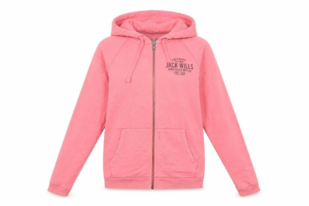 Jack Wills Womens Pink Cotton Full Zip Hoodie Size 6