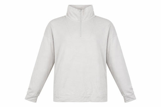 Front view of Dunelm women’s grey mock neck viscose jumper, size UK 14