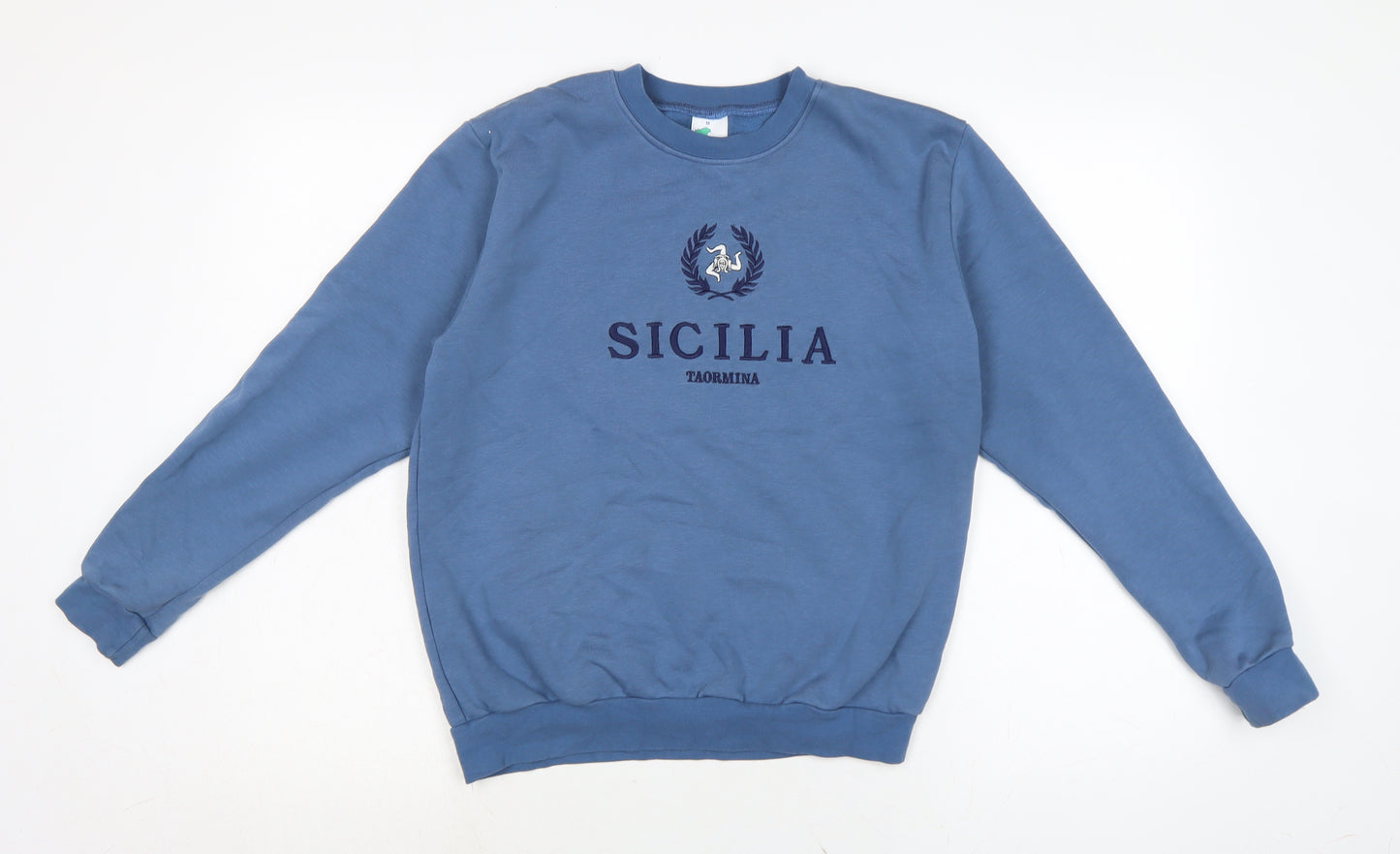 sicilia Mens Blue Cotton Pullover Sweatshirt Size LT