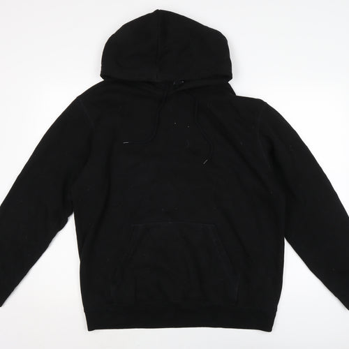 Atmos & Here Mens Black Cotton Pullover Hoodie Size M