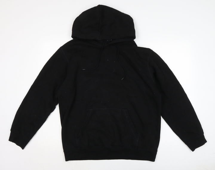Atmos & Here Mens Black Cotton Pullover Hoodie Size M