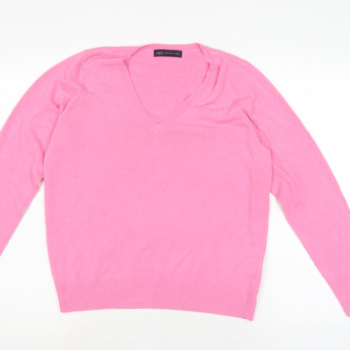 Marks and Spencer Womens Pink Square Neck Acrylic Pullover Jumper Size 14