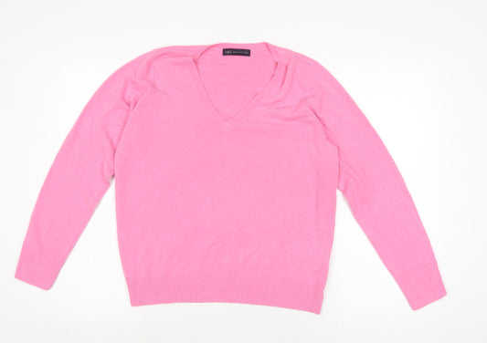 Marks and Spencer Womens Pink Square Neck Acrylic Pullover Jumper Size 14