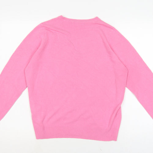 Marks and Spencer Womens Pink Square Neck Acrylic Pullover Jumper Size 14