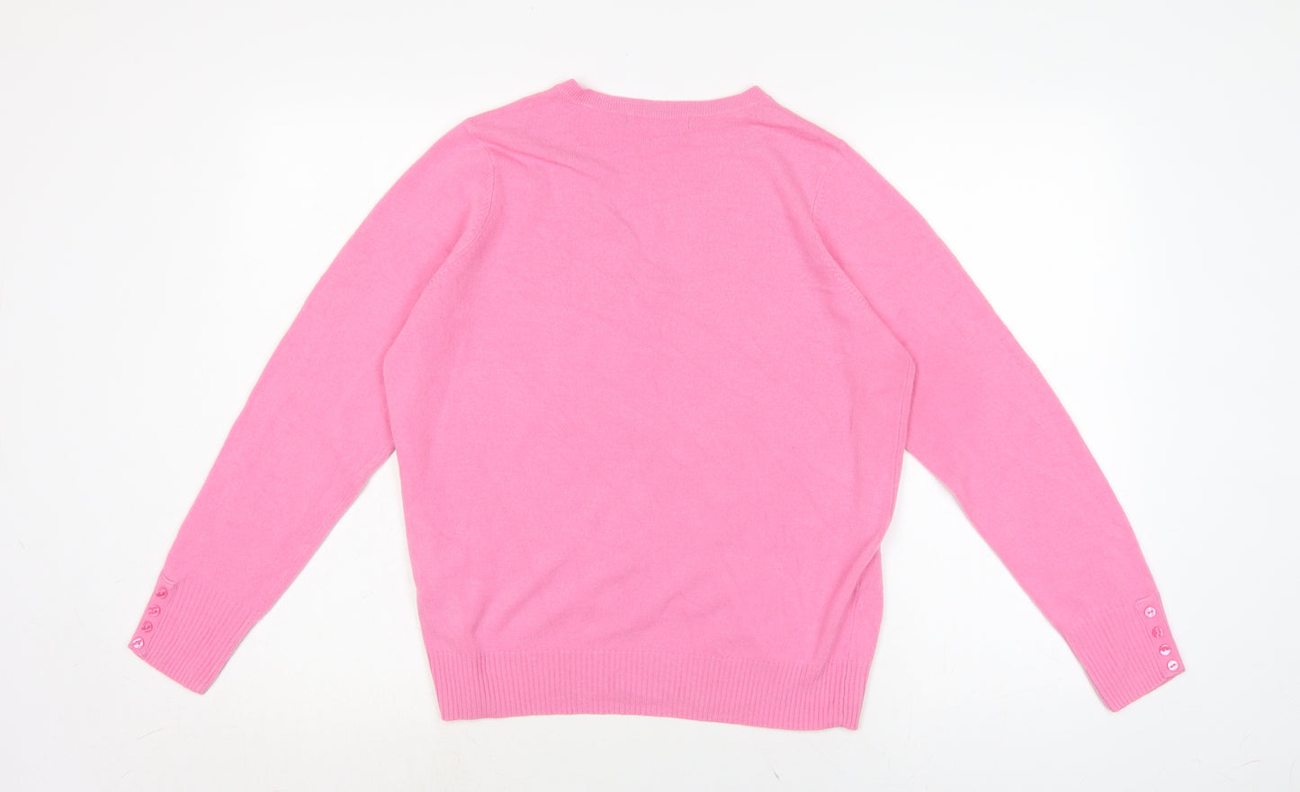 Marks and Spencer Womens Pink Square Neck Acrylic Pullover Jumper Size 14