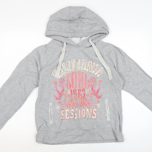NEXT Womens Grey Houndstooth Cotton Pullover Hoodie Size 12