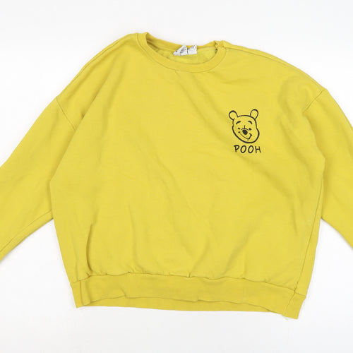 Disney Womens Yellow Cotton Pullover Sweatshirt Size L