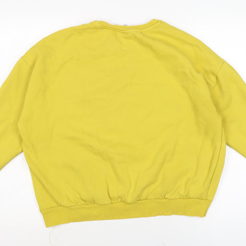 Disney Womens Yellow Cotton Pullover Sweatshirt Size L